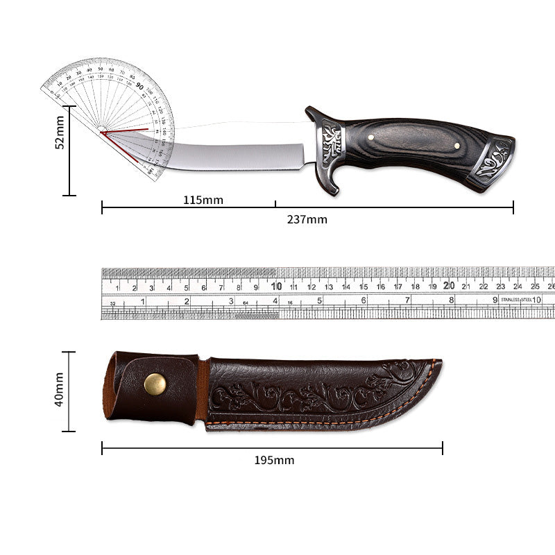 Reljefni nož visoke tvrdoće + prekrasna kožna futrola